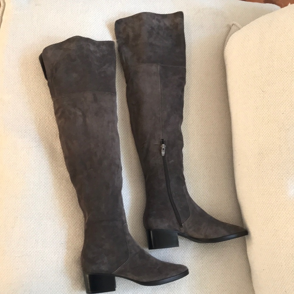 Via Spiga Dark Gray Suede, Over the knee Boots.